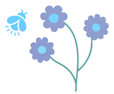 flowers with a firefly